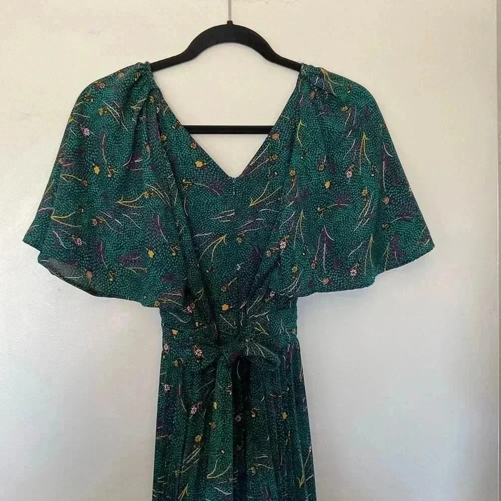 Nwot Modcloth Blooms By The Evergreen Fit Flare Floral Pleated Midi Dress View 6
